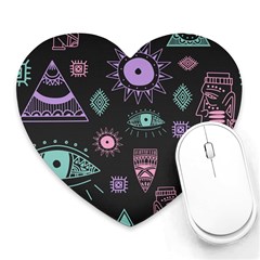 Vintage Seamless Pattern With Tribal Art African Style Drawing Heart Mousepads by Wegoenart