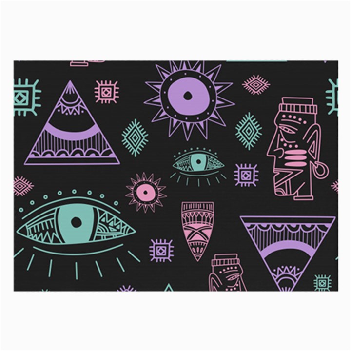 Vintage Seamless Pattern With Tribal Art African Style Drawing Large Glasses Cloth (2 Sides)