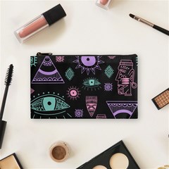 Vintage Seamless Pattern With Tribal Art African Style Drawing Cosmetic Bag (small) by Wegoenart