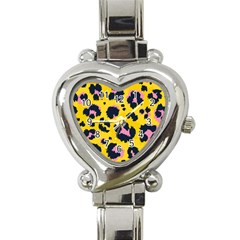 Leopard Print Seamless Pattern Heart Italian Charm Watch