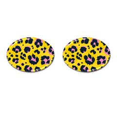 Leopard Print Seamless Pattern Cufflinks (Oval)