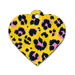 Leopard Print Seamless Pattern Dog Tag Heart (Two Sides)