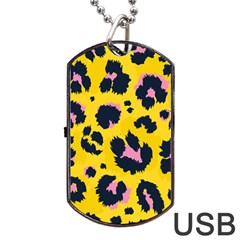 Leopard Print Seamless Pattern Dog Tag USB Flash (Two Sides)