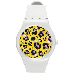 Leopard Print Seamless Pattern Round Plastic Sport Watch (m) by Wegoenart