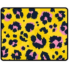 Leopard Print Seamless Pattern Double Sided Fleece Blanket (Medium) 