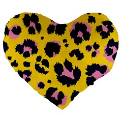 Leopard Print Seamless Pattern Large 19  Premium Flano Heart Shape Cushions