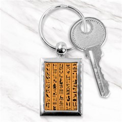 Egyptian Hieroglyphs Ancient Egypt Letters Papyrus Background Vector Old Egyptian Hieroglyph Writing Key Chain (rectangle) by Wegoenart