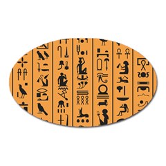 Egyptian Hieroglyphs Ancient Egypt Letters Papyrus Background Vector Old Egyptian Hieroglyph Writing Oval Magnet by Wegoenart