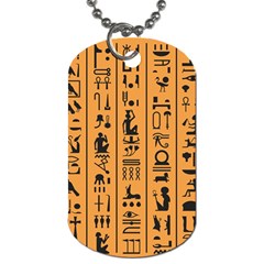 Egyptian Hieroglyphs Ancient Egypt Letters Papyrus Background Vector Old Egyptian Hieroglyph Writing Dog Tag (one Side) by Wegoenart