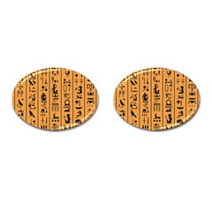 Egyptian Hieroglyphs Ancient Egypt Letters Papyrus Background Vector Old Egyptian Hieroglyph Writing Cufflinks (oval) by Wegoenart