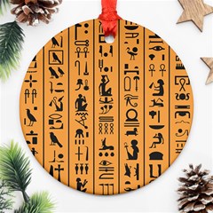 Egyptian Hieroglyphs Ancient Egypt Letters Papyrus Background Vector Old Egyptian Hieroglyph Writing Round Ornament (two Sides) by Wegoenart