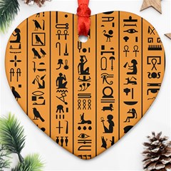 Egyptian Hieroglyphs Ancient Egypt Letters Papyrus Background Vector Old Egyptian Hieroglyph Writing Heart Ornament (two Sides) by Wegoenart