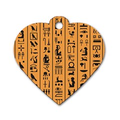 Egyptian Hieroglyphs Ancient Egypt Letters Papyrus Background Vector Old Egyptian Hieroglyph Writing Dog Tag Heart (one Side) by Wegoenart