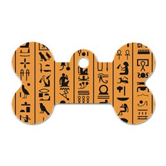 Egyptian Hieroglyphs Ancient Egypt Letters Papyrus Background Vector Old Egyptian Hieroglyph Writing Dog Tag Bone (one Side) by Wegoenart