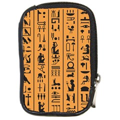 Egyptian Hieroglyphs Ancient Egypt Letters Papyrus Background Vector Old Egyptian Hieroglyph Writing Compact Camera Leather Case by Wegoenart