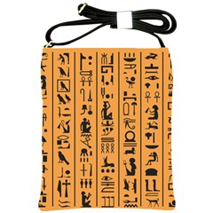 Egyptian Hieroglyphs Ancient Egypt Letters Papyrus Background Vector Old Egyptian Hieroglyph Writing Shoulder Sling Bag by Wegoenart