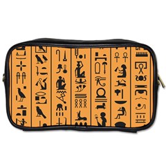 Egyptian Hieroglyphs Ancient Egypt Letters Papyrus Background Vector Old Egyptian Hieroglyph Writing Toiletries Bag (two Sides) by Wegoenart