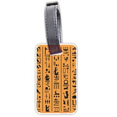 Egyptian Hieroglyphs Ancient Egypt Letters Papyrus Background Vector Old Egyptian Hieroglyph Writing Luggage Tag (one Side) by Wegoenart