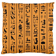 Egyptian Hieroglyphs Ancient Egypt Letters Papyrus Background Vector Old Egyptian Hieroglyph Writing Large Cushion Case (one Side) by Wegoenart