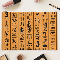 Egyptian Hieroglyphs Ancient Egypt Letters Papyrus Background Vector Old Egyptian Hieroglyph Writing Cosmetic Bag (xxl) by Wegoenart