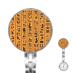 Egyptian Hieroglyphs Ancient Egypt Letters Papyrus Background Vector Old Egyptian Hieroglyph Writing Stainless Steel Nurses Watch by Wegoenart