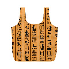 Egyptian Hieroglyphs Ancient Egypt Letters Papyrus Background Vector Old Egyptian Hieroglyph Writing Full Print Recycle Bag (m) by Wegoenart