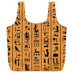 Egyptian Hieroglyphs Ancient Egypt Letters Papyrus Background Vector Old Egyptian Hieroglyph Writing Full Print Recycle Bag (xl) by Wegoenart