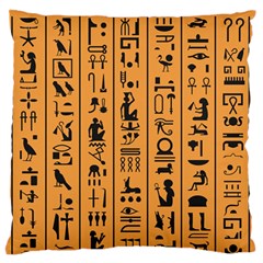 Egyptian Hieroglyphs Ancient Egypt Letters Papyrus Background Vector Old Egyptian Hieroglyph Writing Large Flano Cushion Case (one Side) by Wegoenart