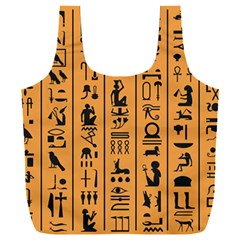 Egyptian Hieroglyphs Ancient Egypt Letters Papyrus Background Vector Old Egyptian Hieroglyph Writing Full Print Recycle Bag (xxxl) by Wegoenart