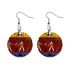 Ancient Egyptian Religion Seamless Pattern Mini Button Earrings by Wegoenart