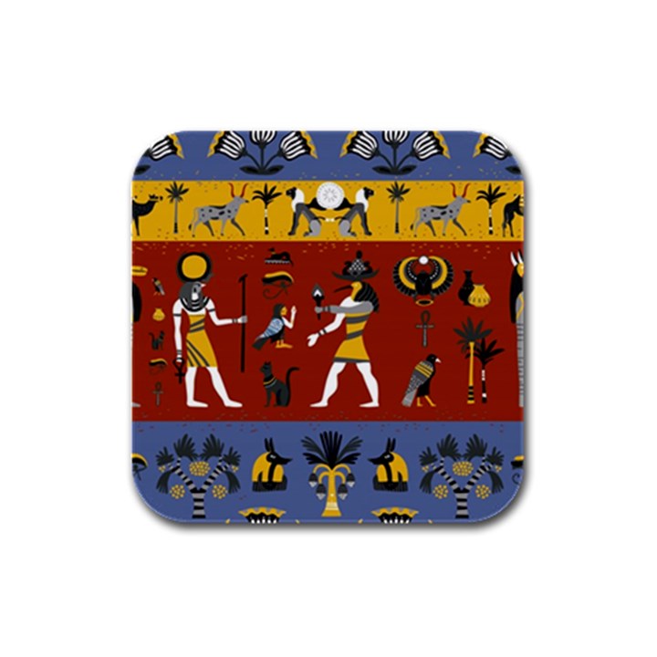 Ancient Egyptian Religion Seamless Pattern Rubber Square Coaster (4 pack) 