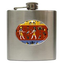 Ancient Egyptian Religion Seamless Pattern Hip Flask (6 Oz) by Wegoenart