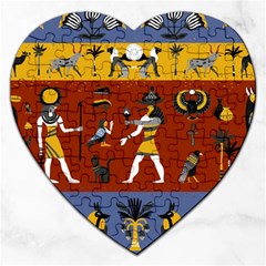 Ancient Egyptian Religion Seamless Pattern Jigsaw Puzzle (heart) by Wegoenart