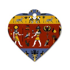 Ancient Egyptian Religion Seamless Pattern Dog Tag Heart (one Side) by Wegoenart