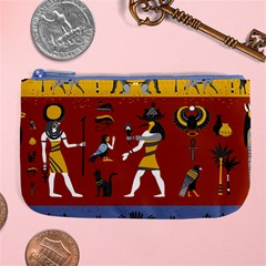 Ancient Egyptian Religion Seamless Pattern Large Coin Purse by Wegoenart