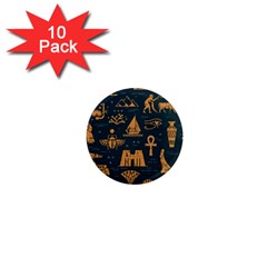 Dark Seamless Pattern Symbols Landmarks Signs Egypt 1  Mini Magnet (10 Pack)  by Wegoenart