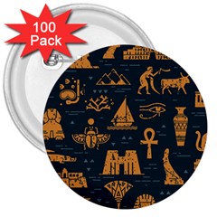 Dark Seamless Pattern Symbols Landmarks Signs Egypt 3  Buttons (100 Pack)  by Wegoenart