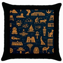 Dark Seamless Pattern Symbols Landmarks Signs Egypt Throw Pillow Case (black) by Wegoenart