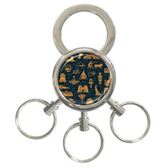 Dark Seamless Pattern Symbols Landmarks Signs Egypt 3-ring Key Chain by Wegoenart