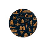 Dark Seamless Pattern Symbols Landmarks Signs Egypt Rubber Round Coaster (4 pack)  Front