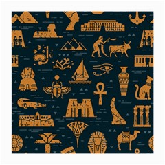 Dark Seamless Pattern Symbols Landmarks Signs Egypt Medium Glasses Cloth (2 Sides) by Wegoenart