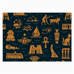 Dark Seamless Pattern Symbols Landmarks Signs Egypt Large Glasses Cloth by Wegoenart