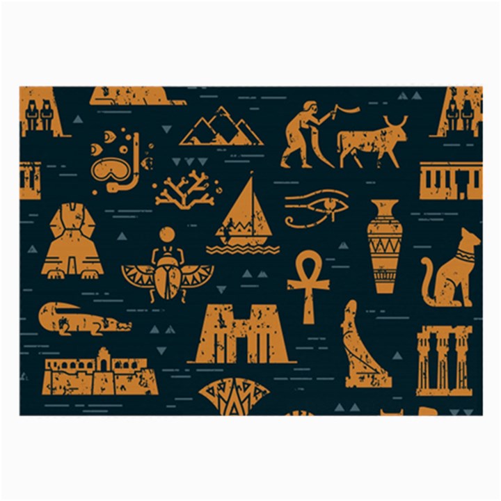 Dark Seamless Pattern Symbols Landmarks Signs Egypt Large Glasses Cloth