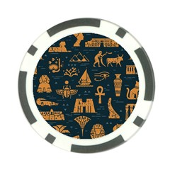 Dark Seamless Pattern Symbols Landmarks Signs Egypt Poker Chip Card Guard by Wegoenart