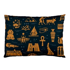 Dark Seamless Pattern Symbols Landmarks Signs Egypt Pillow Case by Wegoenart