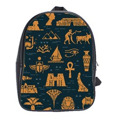 Dark Seamless Pattern Symbols Landmarks Signs Egypt School Bag (large) by Wegoenart