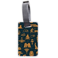 Dark Seamless Pattern Symbols Landmarks Signs Egypt Luggage Tag (one Side) by Wegoenart