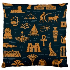 Dark Seamless Pattern Symbols Landmarks Signs Egypt Large Cushion Case (two Sides) by Wegoenart