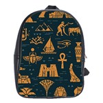 Dark Seamless Pattern Symbols Landmarks Signs Egypt School Bag (XL) Front