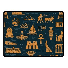 Dark Seamless Pattern Symbols Landmarks Signs Egypt Double Sided Fleece Blanket (small) 